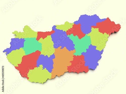 3D rendering of a colorful map of Europe isolated on a bright plain background