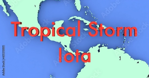 Illustration showing Tropical Storm Iota forecast to hit storm-ravaged Central America