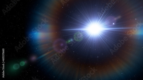 Fototapeta Naklejka Na Ścianę i Meble -  Planet Earth dawn sunset from space. Silhouette planet earth in rays of sun against background of space stars and galaxies 3D render