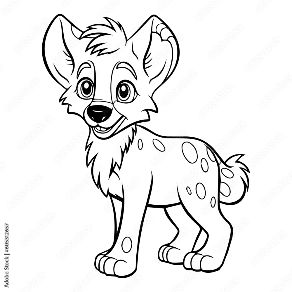 Obraz premium Hyena: Vector, Line art, Coloring, Wildlife, Animal, Cute