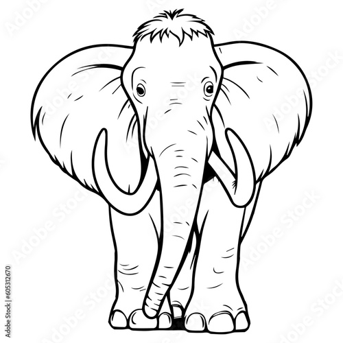 mammoth: Vector, Line art, Coloring, Wildlife, Animal, Cute