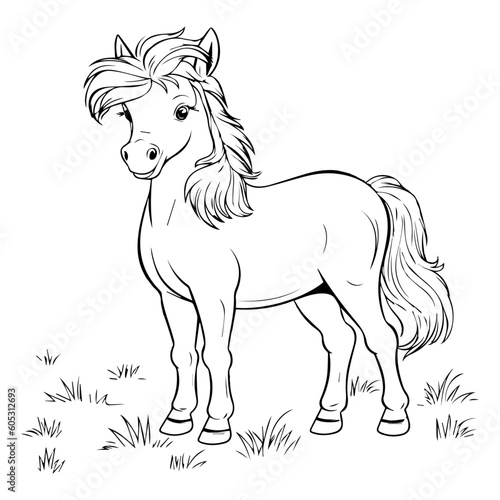 Horse:  Vector, Line art, Coloring, Wildlife, Animal, Cute