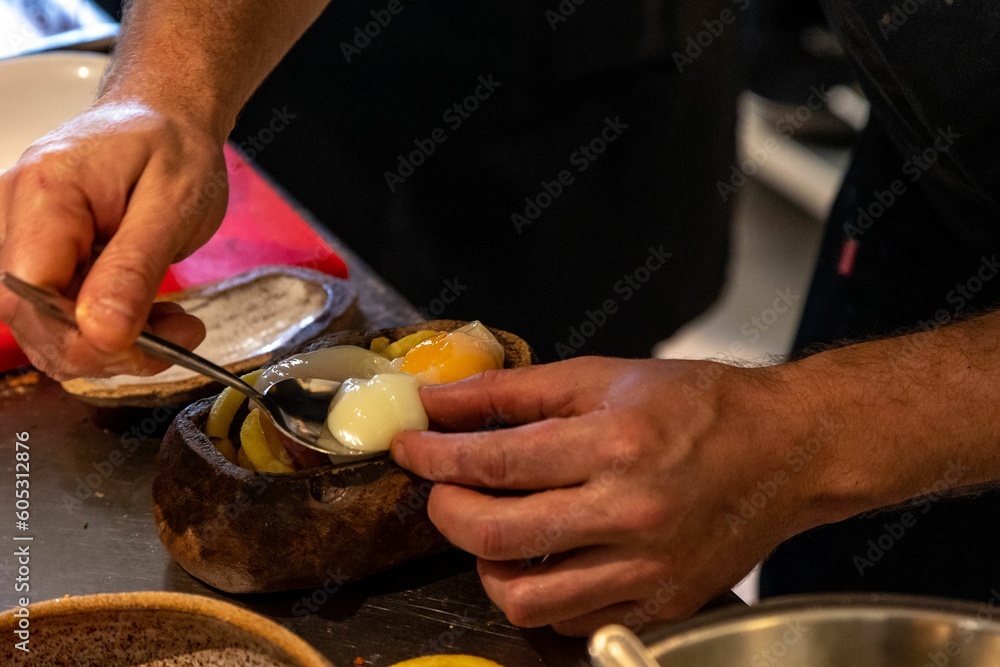 Closeup shot of a male preparing food Closeup shot of a male preparing food