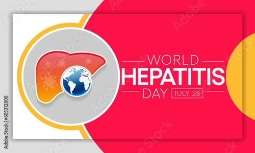 World Hepatitis day is observed every year on July 28, When the liver is inflamed or damaged, its function can be affected and certain medical conditions can cause hepatitis. Vector illustration