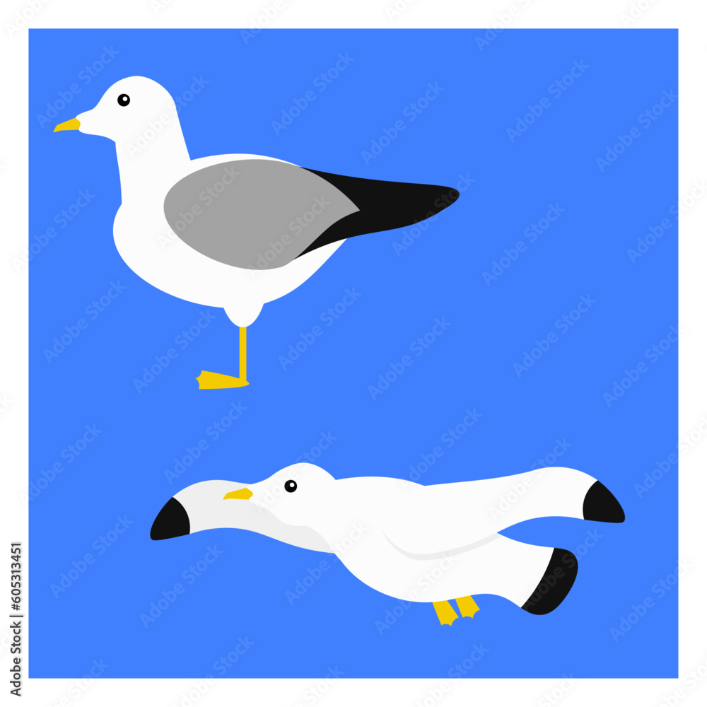 Obraz premium カモメのフラットベクターイラスト