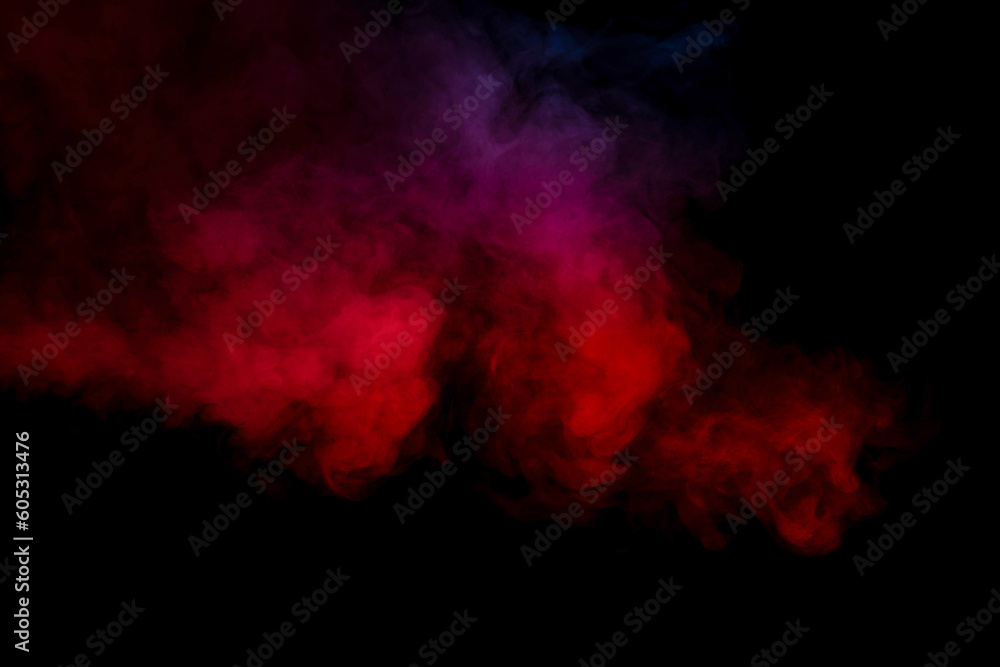 Orange and red steam on a black background.