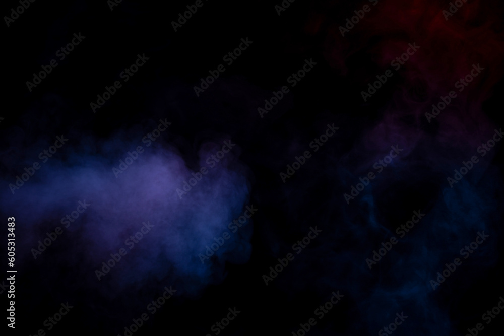 Blue and purple steam on a black background.