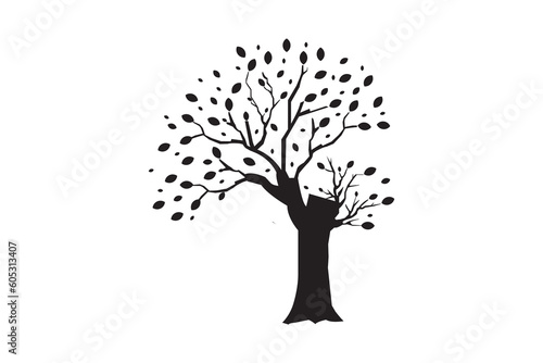Tree Silhouette Illustration Isolated on White Background