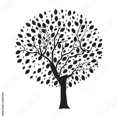 Tree Silhouette Illustration Isolated on White Background