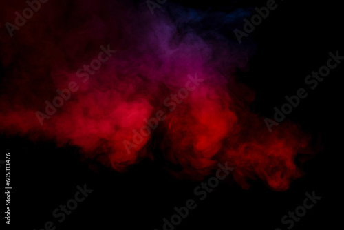 Orange and red steam on a black background.