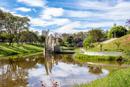 Beautiful shot of the Amphitheater and Lake Vitoria Regia in the city of Bauru, Sao Paulo photo