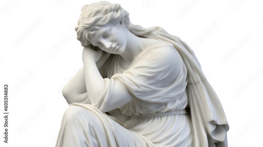 Marble statue on transparent background png Generative AI