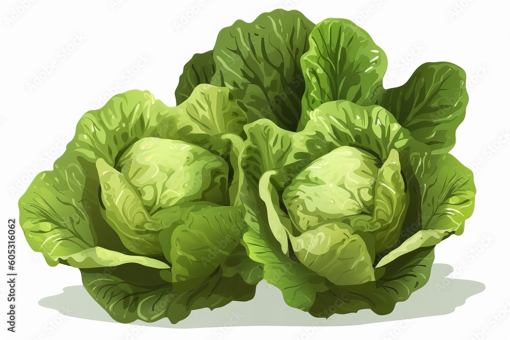 Obraz premium Lettuce on a white background from generative ai