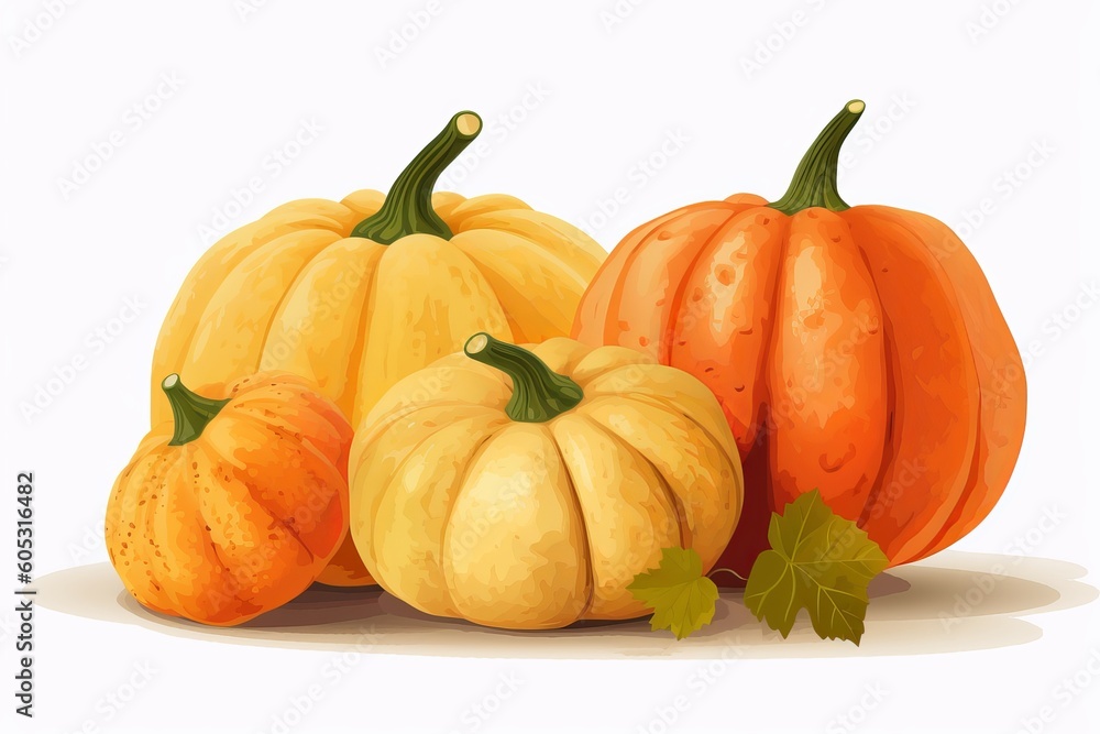 Obraz premium pumpkins on a white background from generative ai