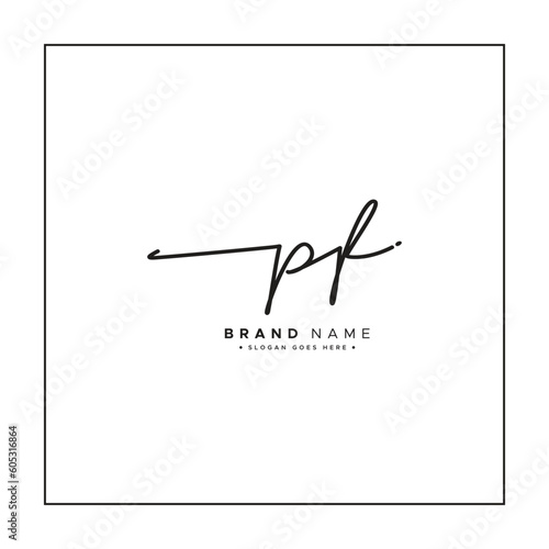 Initial Letter PF Vector Logo Template in handwritten Signature Style photo