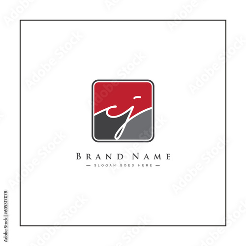 Initial Letter CJ Vector Logo Template in handwritten Signature Style
