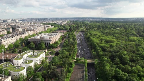 Bois de Boulogne Park in Paris, France, 4K drone shot photo
