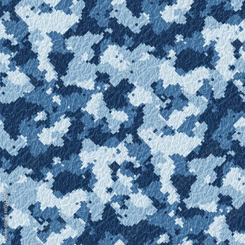 Tonal Blue Mottled Textured Camouflage Pattern