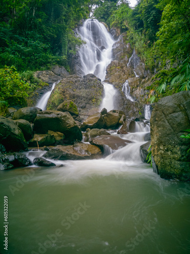Extraordinary beauty  enjoying the waterfall in Kuningan  West Java  23 May 2023. Kuningan  paradise for hidden waterfalls