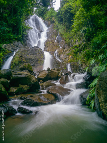 Extraordinary beauty, enjoying the waterfall in Kuningan, West Java, 23 May 2023. Kuningan, paradise for hidden waterfalls