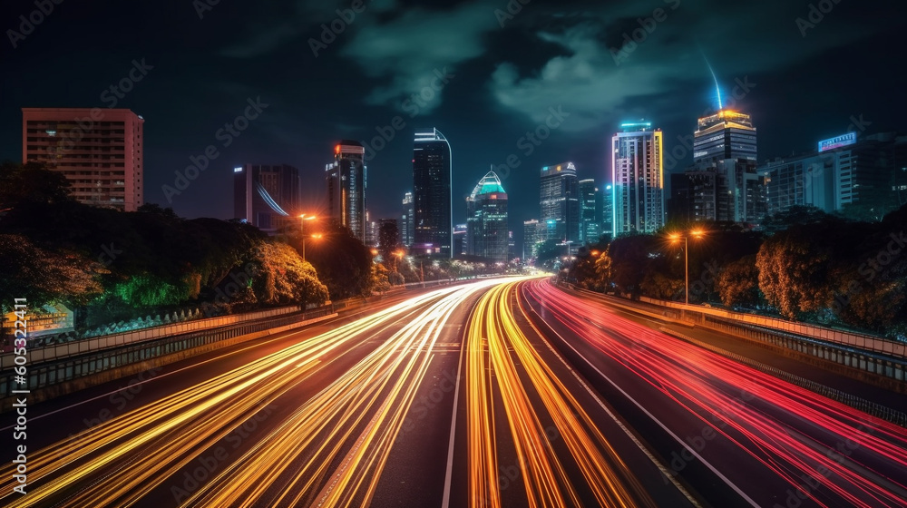 abstract blur city traffic at night background