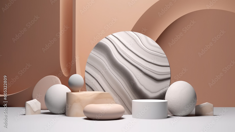 Fototapeta premium Abstract background Scene for cosmetic Product and Package Presentation, Stone Podium Display, 3d rendering.