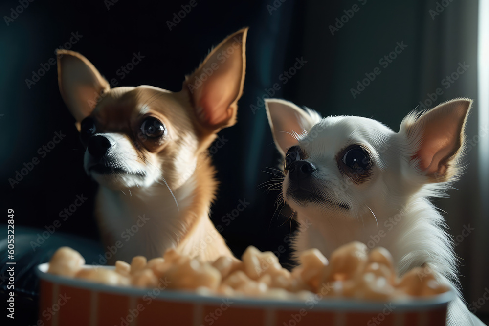 cute chihuahuas watching a movie, generative AI