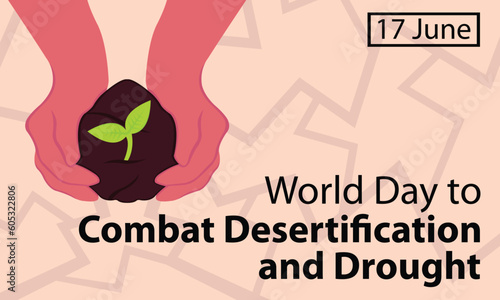 illustration vector graphic of a pair of hands carrying fertile soil and plants over the arid land, perfect for international day, world day to combat desertification and drought, celebrate.