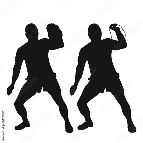 Set silhouettes athletes weight lifter lift kettlebell, weights. Weight lifting. Pull, push, bench press