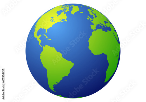 Icono del planeta Tierra en verde y azul con volumen