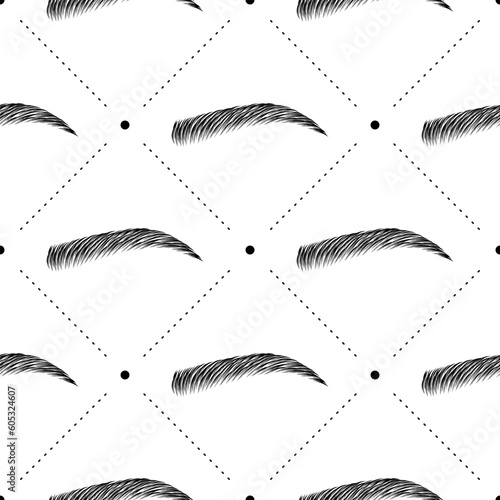 Vector seamless pattern with woman black eyebrow
