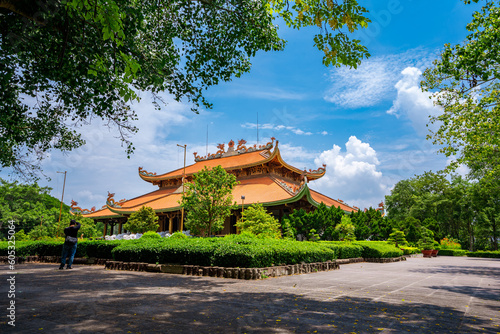 Morning at Ben Duoc Temple, Cu Chi, Ho Chi Minh city, Vietnam. The historic district revolutionary beside Cu Chi tunnel, a famous base of revolutionary Vietnam before 1975. Travel concept photo