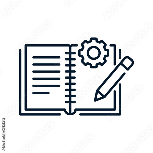 Engineering book concept. Vector icon isolated on white background.