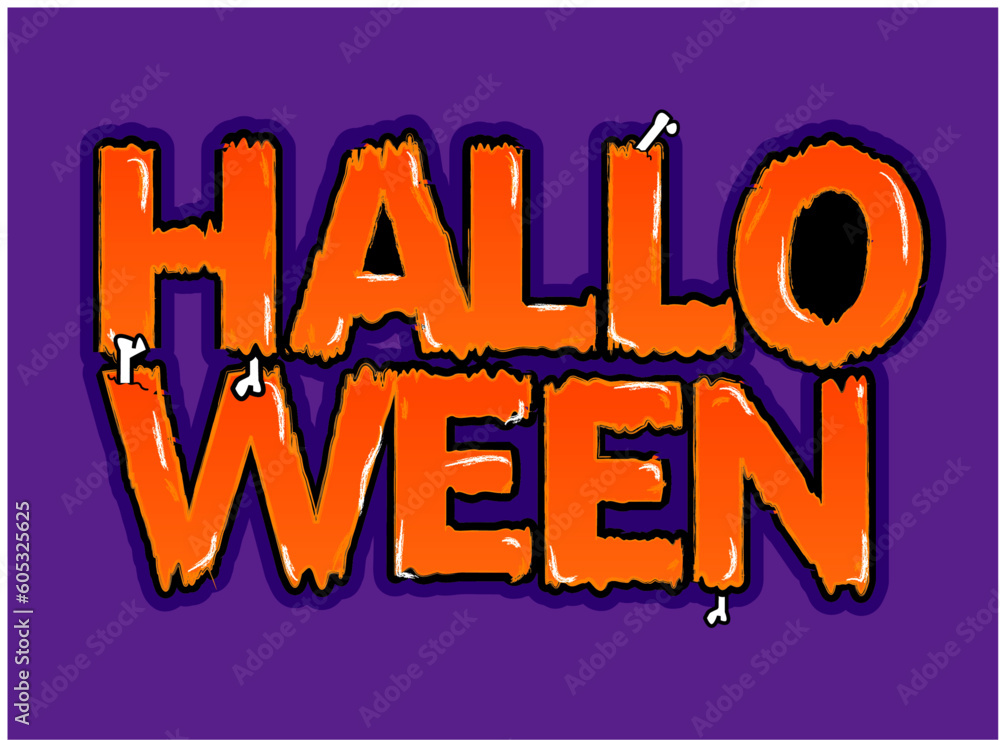 Fototapeta premium Spooky Halloween Logo: Vector Illustration with Terrifying Typography and Zombie Bones