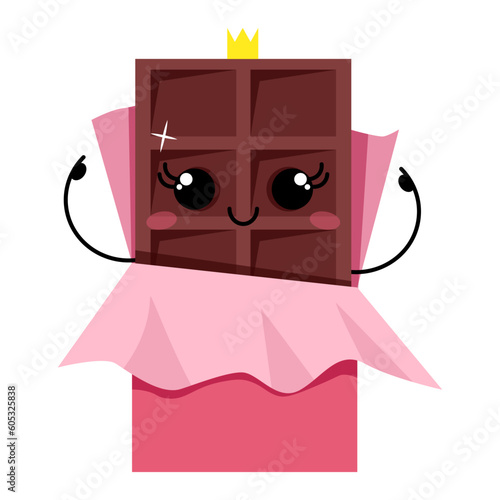 Kawaii milk chocolate in a pink wrapper with a crown on its head