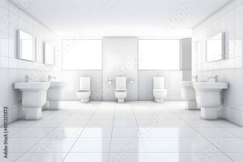 Clean white Public Washroom WC. Neural network AI generated art Generative AI photo