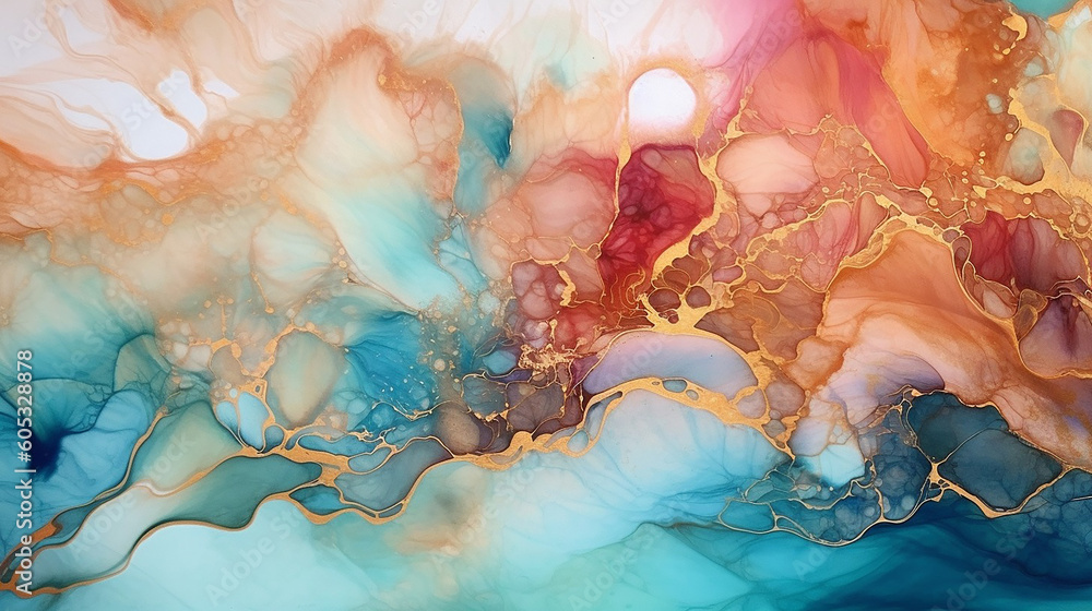 Fototapeta premium Abstract watercolor background with watercolor Teal and Copper color Generative AI