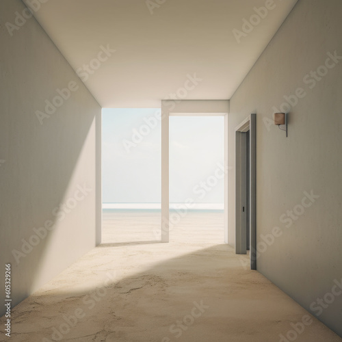Empty White Room with a single Object in the style of Monochrome Mastery Wallpaper Minimalist Impulses Generative AI Digital Art Background Cover