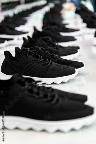 Group of sport shoes in the store