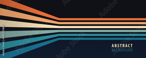 Simple abstract curvy 1970s rainbow line background design. Futuristic retro style concept with colorful wavy lines. Vector illustration