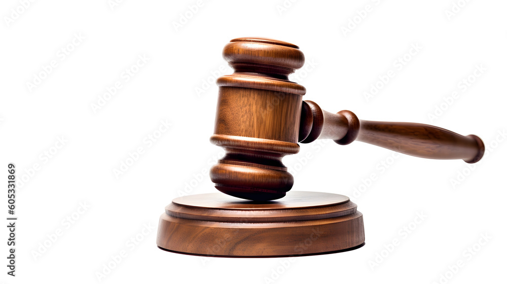 Symbolic Hammer of Justice Conceptual Art on a Transparent Background