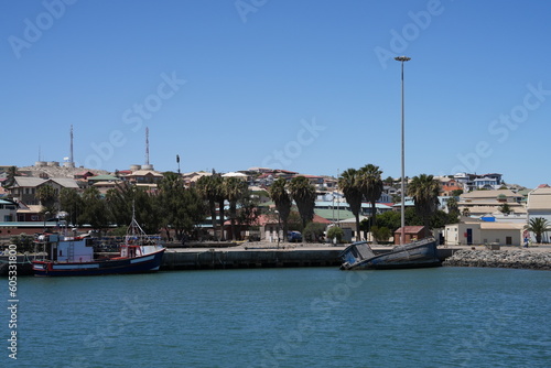 Hafen mit versunkenem Schiff, Lüderitz, Namibia, Afrika  photo