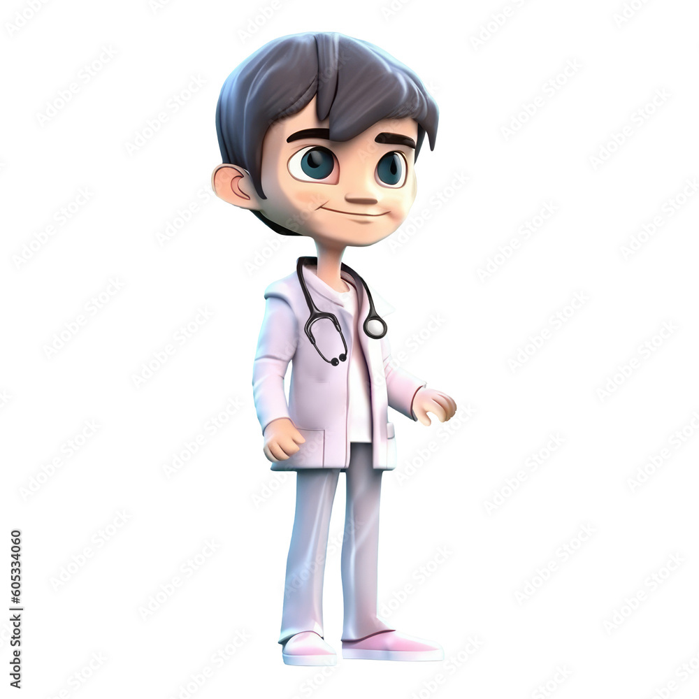 Young smiling old man doctor, medical specialist Medicine concept. Cute 3d icon people character illustration. Cartoon minimal style on isolated transparent background png. Generative ai Young smiling old man doctor, medical specialist Medicine concept. Cute 3d icon people character illustration. Cartoon minimal style on isolated transparent background png. Generative ai
