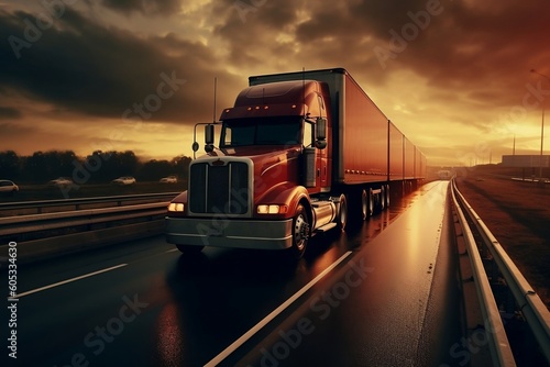 Contemporary Trucks on the Freeway. AI © Usmanify