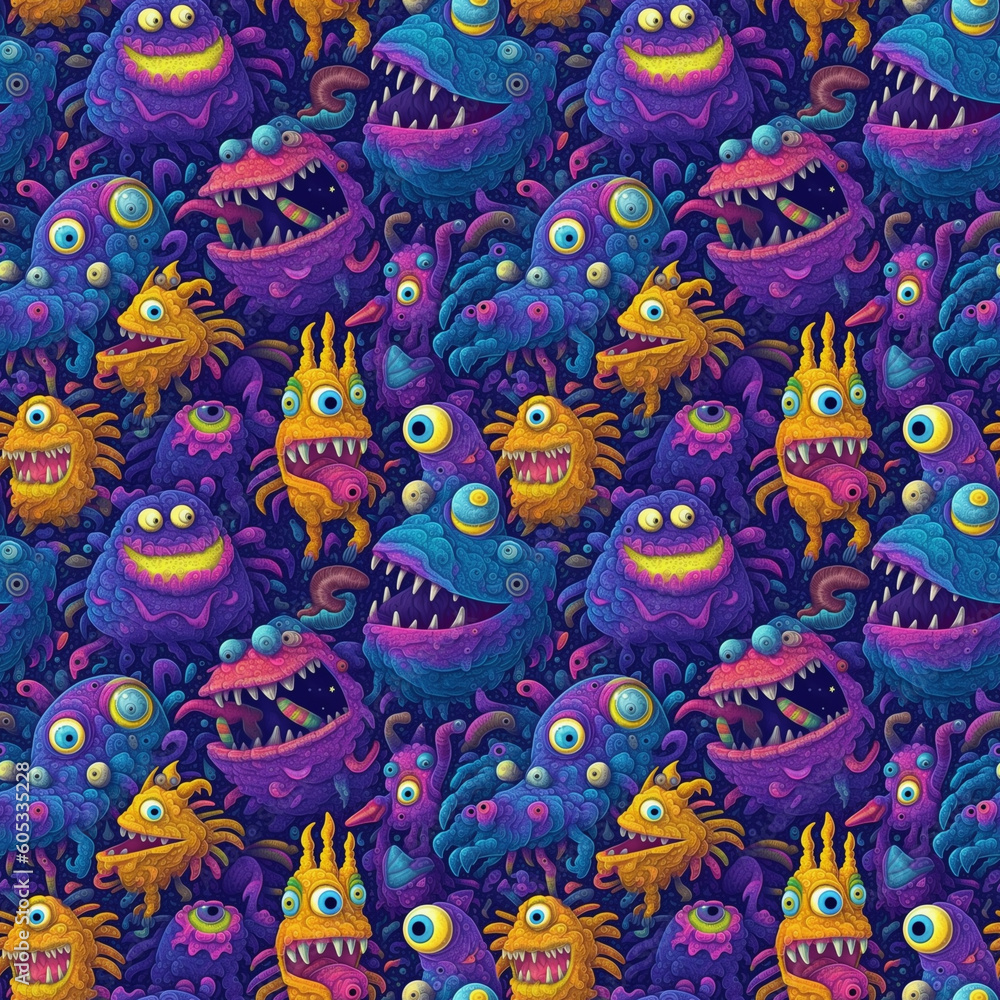 Fototapeta premium seamless pattern monster generative ai