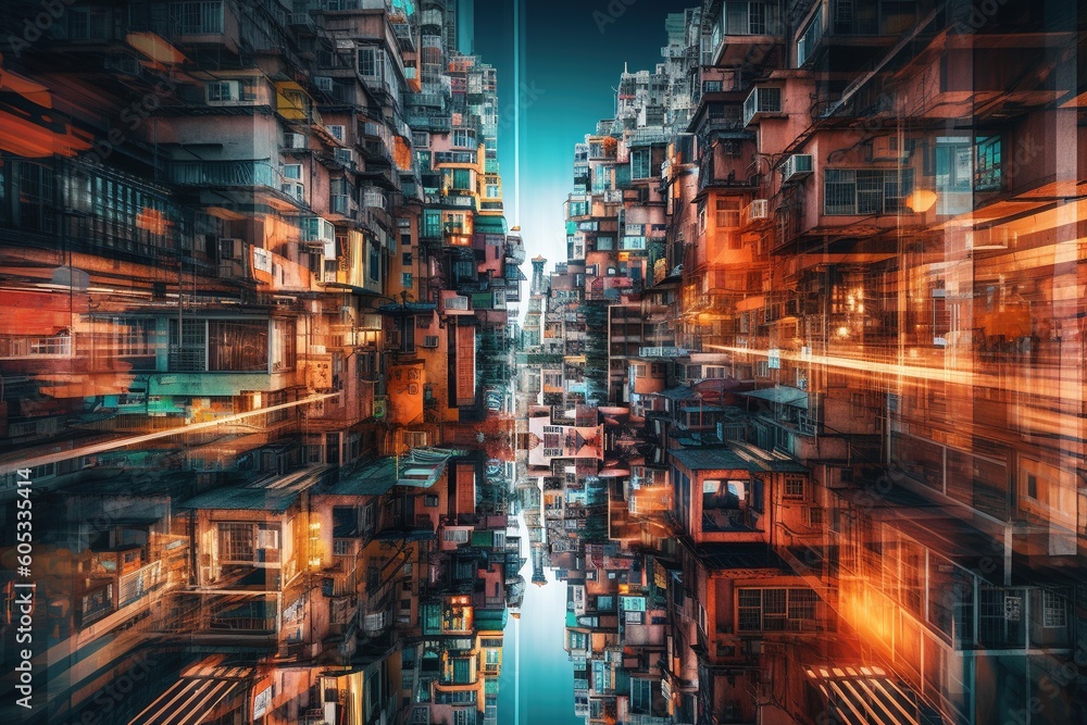 Vibrant cityscape abstract wallpaper  .Generative AI