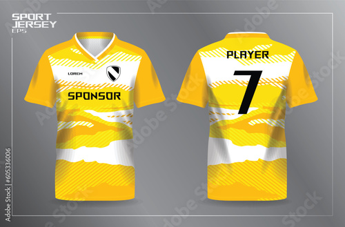yellow sport jersey for football and soccer shirt template