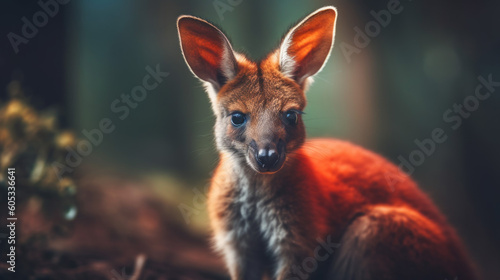 Adorable Portrait of a Kangaroo or a Wallaby. Australian outback. Generative AI photo