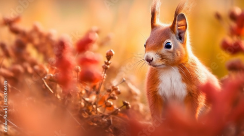 Charming Portrait of a Furry Beaver or a Squirrel on the plains.