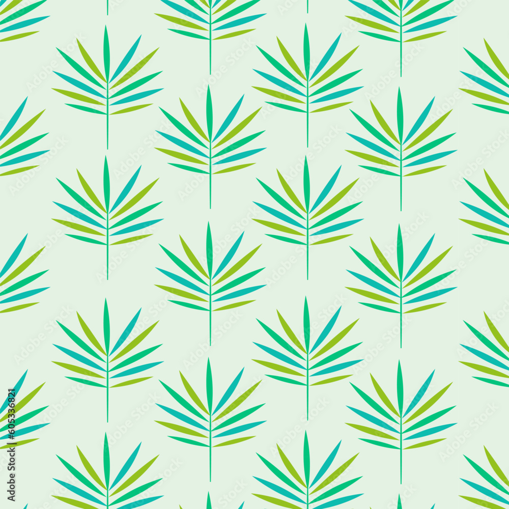 Beautiful Geometric tropical palm leaves seamless pattern in green and teal. For fabric, summer background, home decor and wallpaper Beautiful Geometric tropical palm leaves seamless pattern in green and teal. For fabric, summer background, home decor and wallpaper
